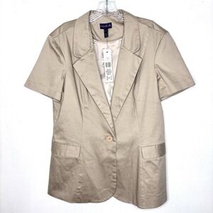 Long Tall Sally Blazer Womens 12 Tan Minimalist Capsule Work Office Business